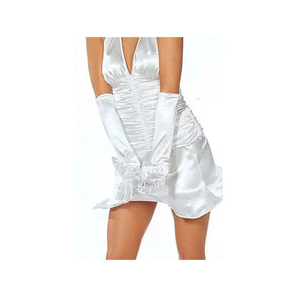 Long Satin Gloves W/Bow Accent