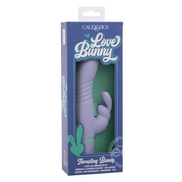 Love Bunny Thrusting Bunny Rechargeable Silicone Rabbit Vibrator - Purple/Teal