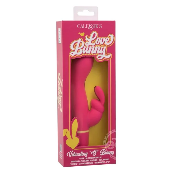 Love Bunny Vibrating G Bunny Rechargeable Silicone Rabbit Vibrator - Pink/Yellow