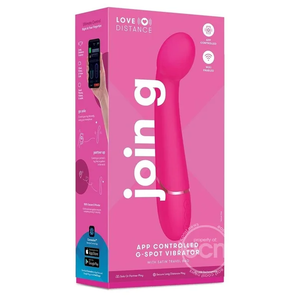 Love Distance Join G App Controlled Silicone Rechargeable G-Spot Vibrator - Pink