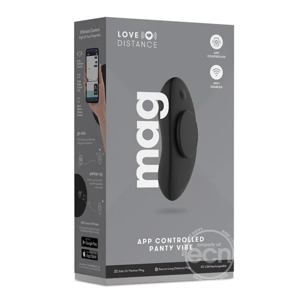 Love Distance Mag App Controlled Silicone Rechargeable Panty Vibe - Black