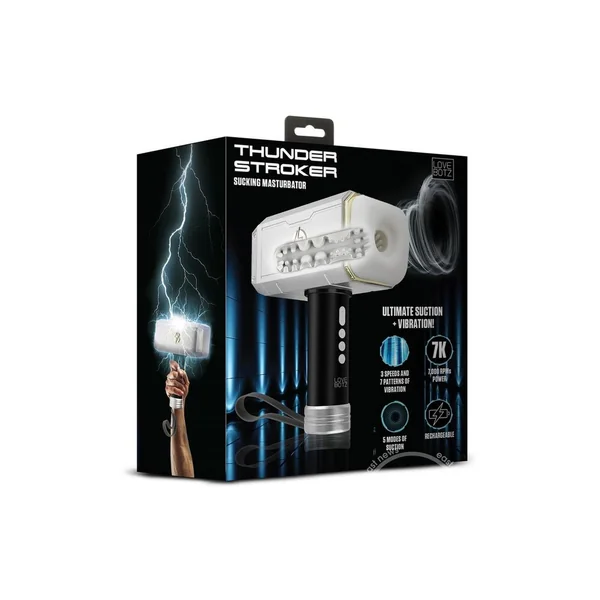LoveBotz Thunder Rechargeable Stroker Sucking Masturbator - Silver/Black