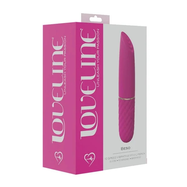 LoveLine Beso 10 Speed Vibrating Mini-Lipstick Silicone Rechargeable Waterproof Pink