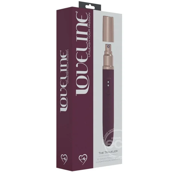 LoveLine The Traveler Rechargeable 10 Speed Travel Vibrator - Burgundy - Holds Lubricant