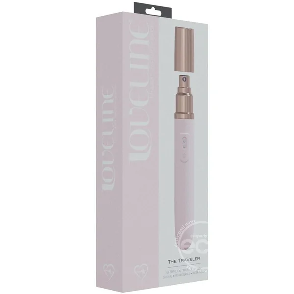 LoveLine The Traveler Rechargeable 10 Speed Travel Vibrator - Pink - Holds Lubricant
