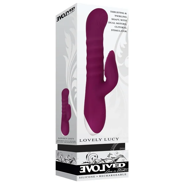 Lovely Lucy Rechargeable Silicone Dual Vibrator with Clitoral Stimulator - Red