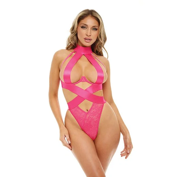 Lucky Open Cup Wide Elastic & Lace Teddy Pink Yarrow