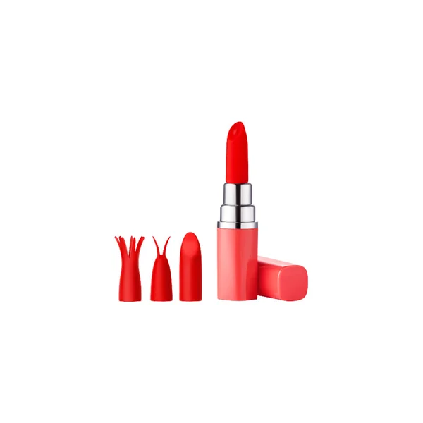 Luv Inc LV57 Rechargeable Lipstick Vibrator With 3 Interchangeable Textured Silicone Heads