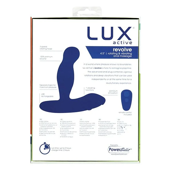 Lux Active Revolve 4.5" Rotating & Vibrating Anal Massager - Dark Blue