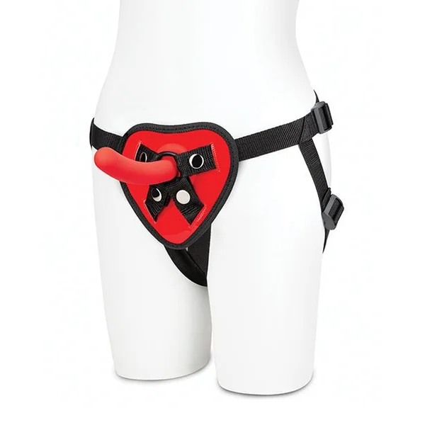 Lux Fetish 5" Dildo w/Red Heart Strap On Harness Set