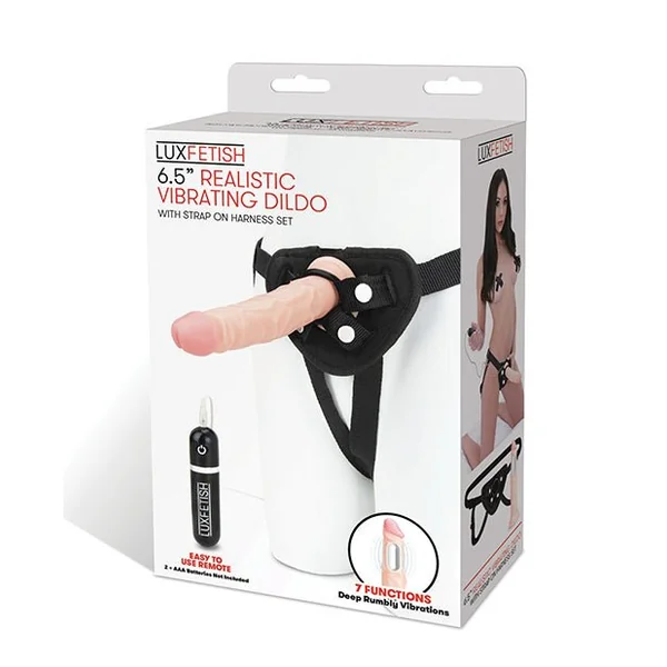 Lux Fetish 6.5" Realistic Vibrating Dildo W/strap On Harness Set