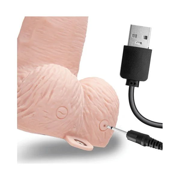 Lux Fetish 6" Rechargeable Strap On w/Balls - Ivory