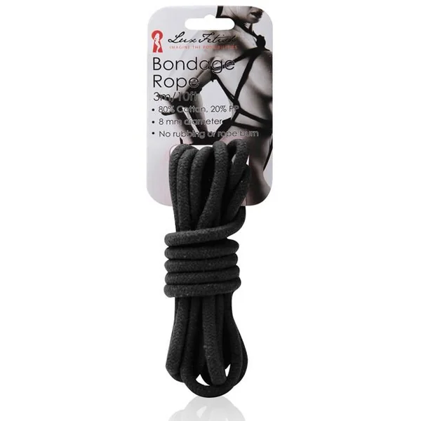 Lux Fetish Bondage Rope - 3 M Black