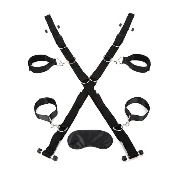 Lux Fetish Over The Door Cross W/4 Universal Soft Restraint Cuffs