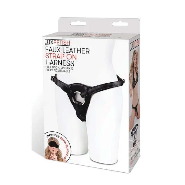Lux Fetish Patent Leather Strap-On Harness Adjustable - Black