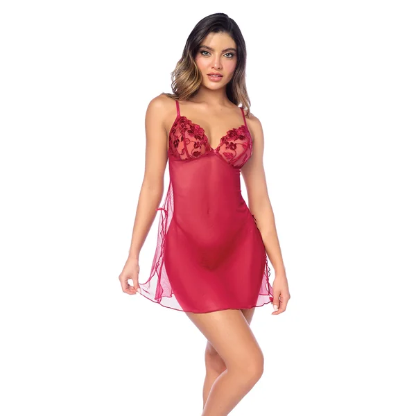Luxe Babydoll w/Adjustable Straps & G-String - Red L/XL