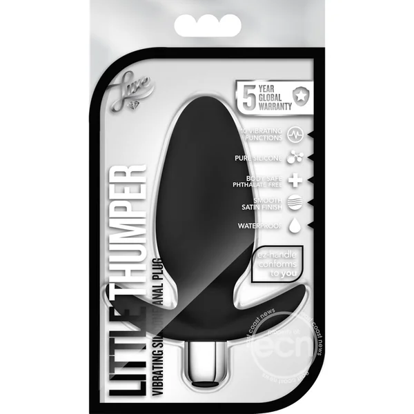 Luxe Little Thumper Silicone Butt Plug- Black