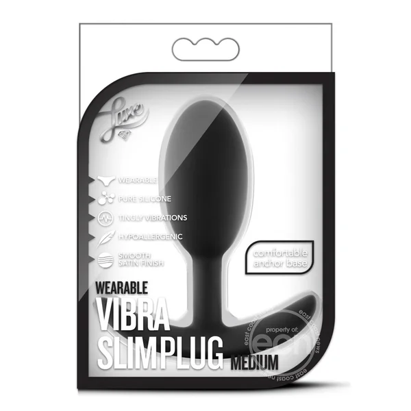 Luxe Wearable Vibra Slim Plug Silicone Butt Plug - Medium