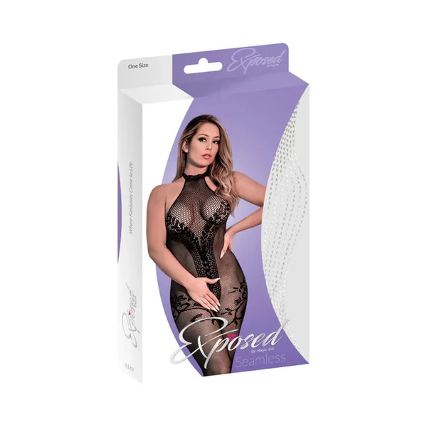 Magic Silk Seamless Halter Bodystocking Black OS