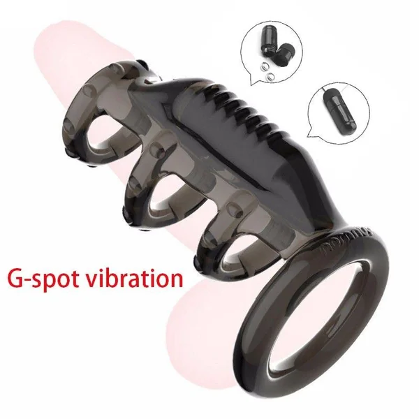 Male Ejaculation Delay Cock Sleeve Penis Vibrating Ring Strap Dildo G spot Stimulator Vibrator Dick Enlargement Extender for men