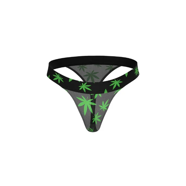 Male Power Hazy Dayz Micro Thong Blacklight Responsive Pot Leaf Print