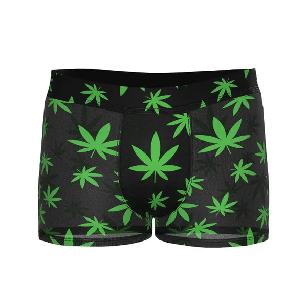 Male Power Hazy Dayz Pouch Short Blacklight Responsive Pot Leaf Print