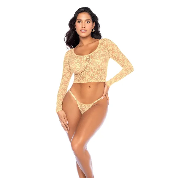 Mapale Crop Top And Thong Set