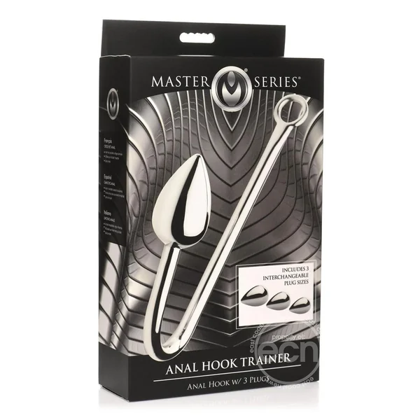 Master Series Anal Hook Trainer with 3 Plugs - Stainless Steel