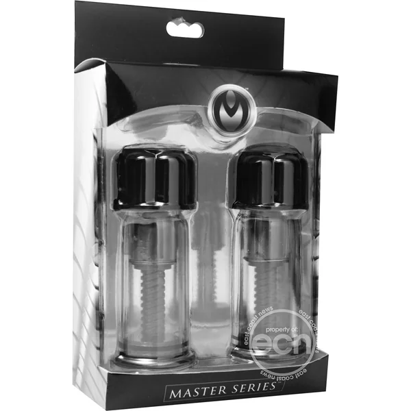 Master Series Black Max Powerful Twist Nipple Suckers - Silver