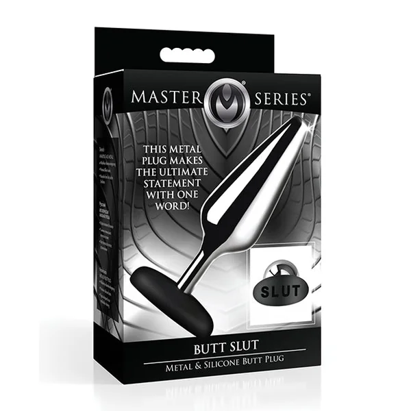 Master Series Butt Slut Metal & Silicone Butt Plug - Metal/Black