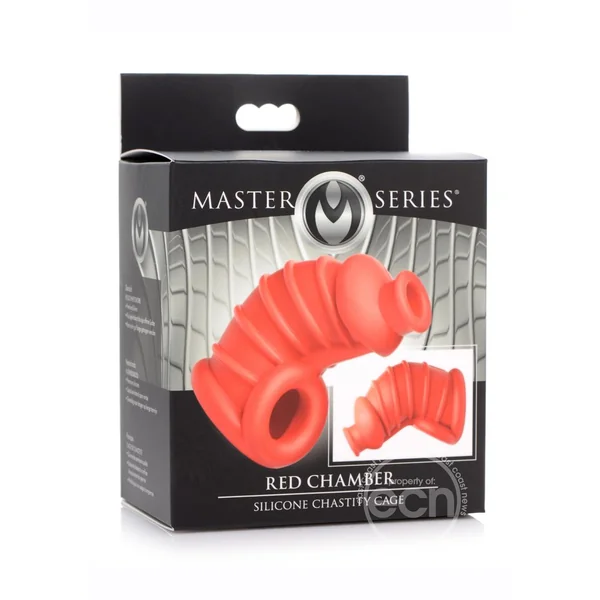 Master Series Crimson Chamber Silicone Chastity Cage - Red