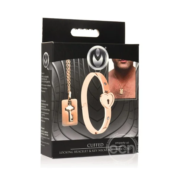 Master Series Cuffed Locking Bracelet & Key Necklace - Rose Gold