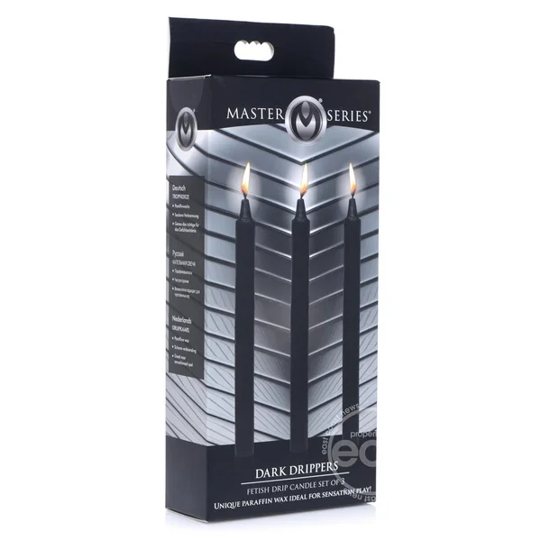 Master Series Dark Drippers Fetish Drip Candles (set of 3) - Black