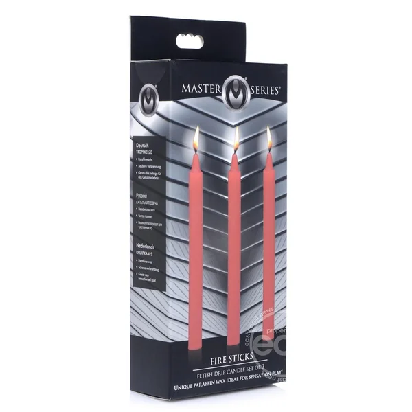 Master Series Fire Sticks Fetish Drip Candles (set of 3) - Red