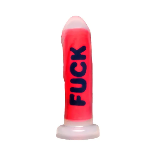 Master Series FUCK Print Silicone Girthy Harnessable Dildo With Suction Cup