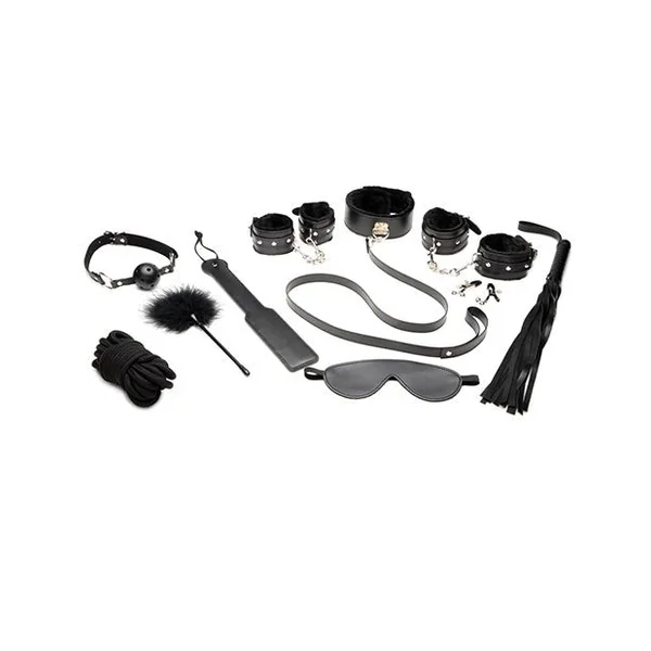Master Series Hook Up 10pc Plush Bondage Set - Black