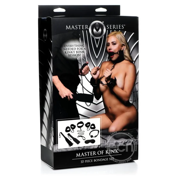 Master Series Master of Kink PU Leather Deluxe Bondage Set (7 piece) - Black