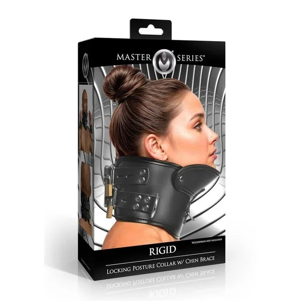 Master Series Rigid Locking Posture Collar with Chin Brace - Black