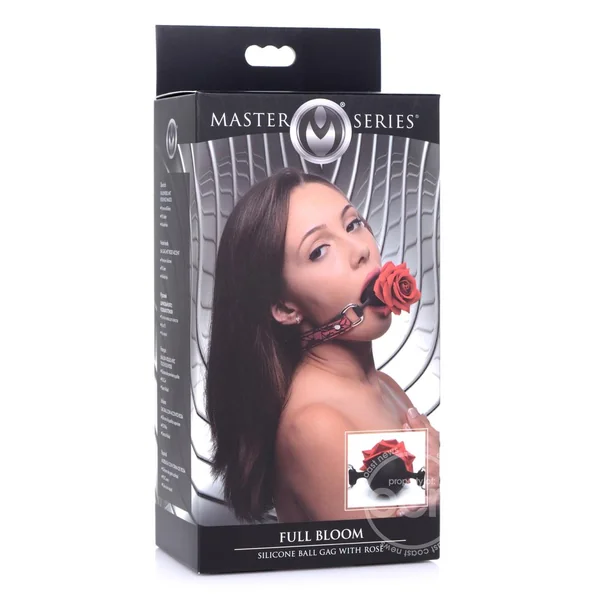 Master Series Silicone Ball Gag with Rose - Red/Black