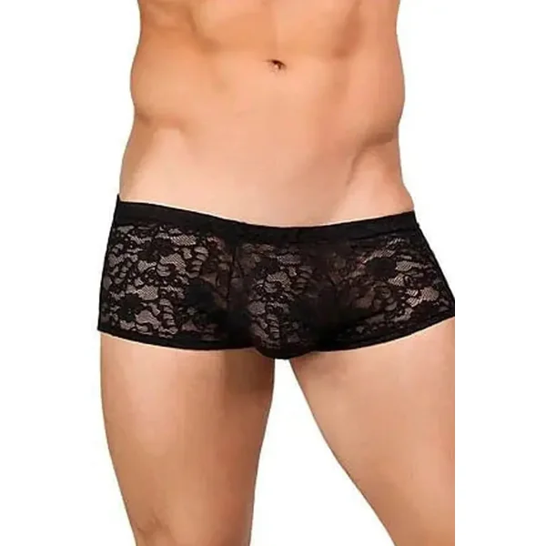 Men's Black Lace Mini Short