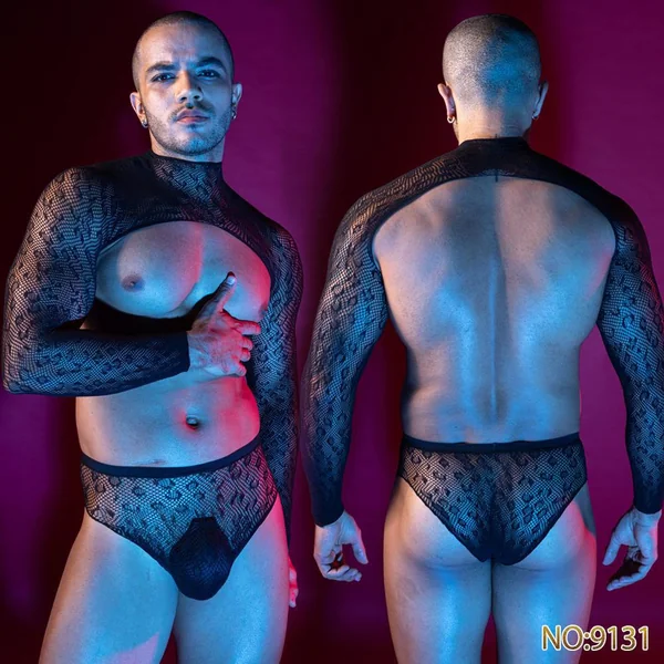 Men's Bolero Fishnet Top w/Matching Brief - OS
