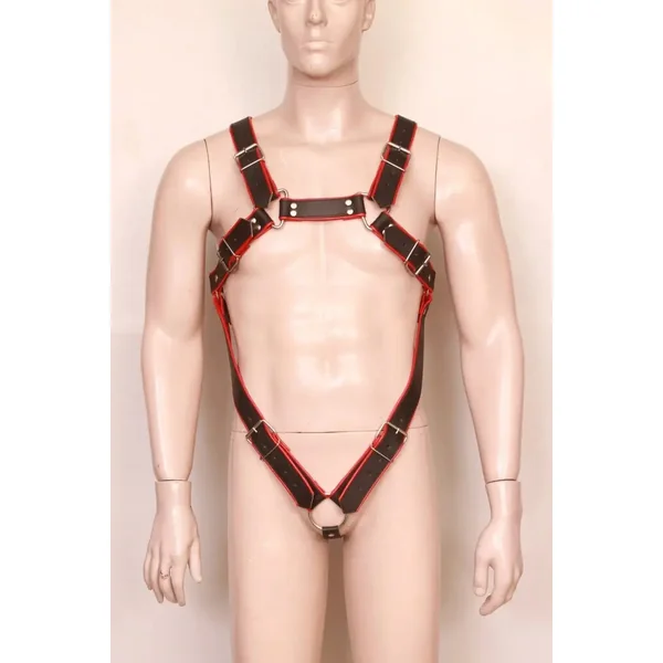 Men's Full Body Leather Harness with Cock Ring