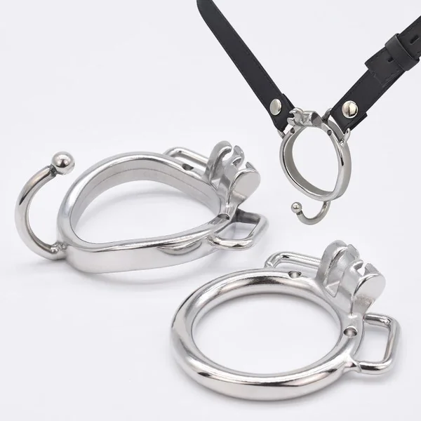 Metal Cock Ring with Chastity Belt for FRRK Penis Cage that Uses Regular Lock and Key Locking System