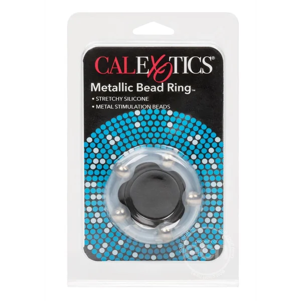 Metallic Bead Ring Silicone Cock Ring - Clear