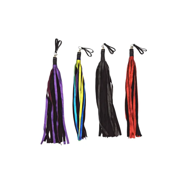 Metallic Leather Floggers, w/Fingerloops (Available in multiple dazzling colors)