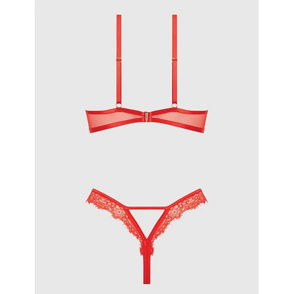 Nadia Lace & Mesh Cutout Teddy - Grenadine Dark Orange 1X/2X