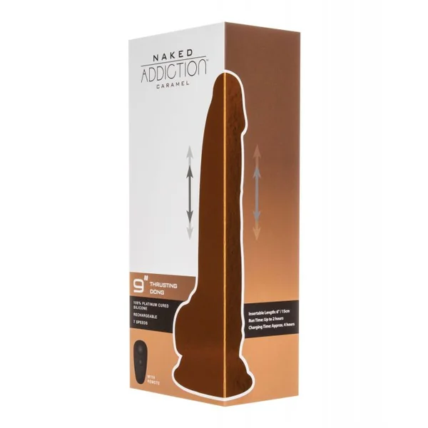 Naked Addiction 9" Thrusting Dong w/Remote - Caramel