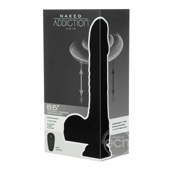 Naked Addiction Rotating & Thrusting Vibrating Rechargeable Silicone Dong - Chocolate
