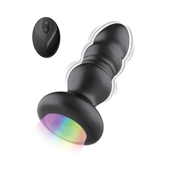 Nasstoys Atomic Thrusting Rechargeable Light-Up Remote Control Ribbed Texture Butt Plug