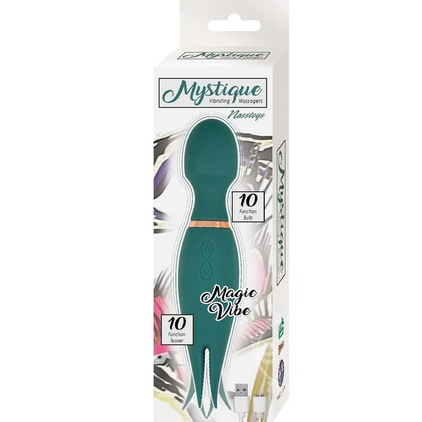 Nasstoys Mystique Magic Vibe Rechargeable Dual Ended Silicone Wand Vibrator Green1